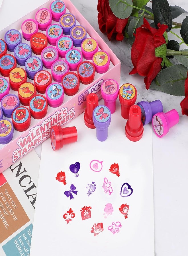 FOIMAS 50pcs Valentine's Day Stamps Self Inking Stamps Heart Love Stamper for Valentine's Day Party Home Decoration Supply - Image 2
